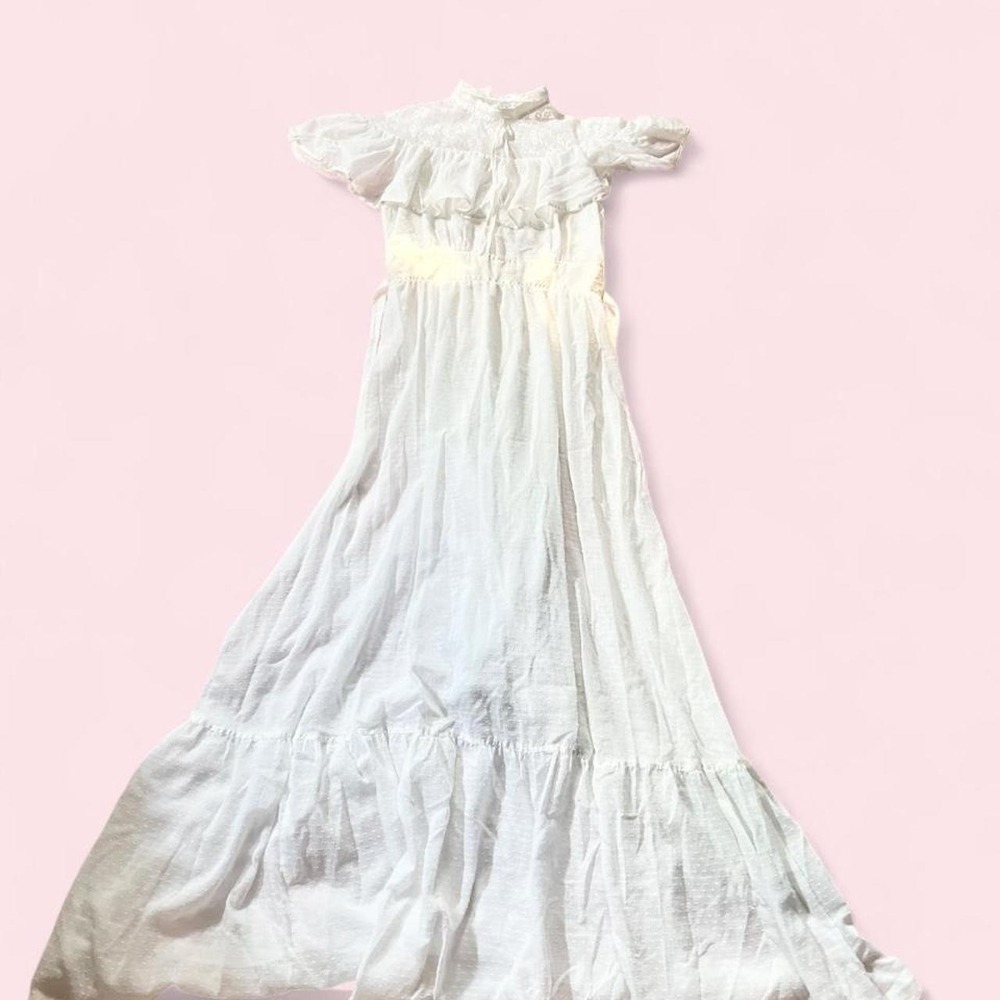 Vintage 70s Milkmaid Whimsical Angelcore Bridal Ethereal Dress Womens S Fairy